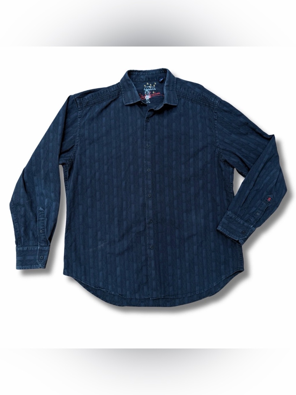 Robert Graham Men's 2XL Black Textured Stripe Button Up Shirt Long Sleeve
